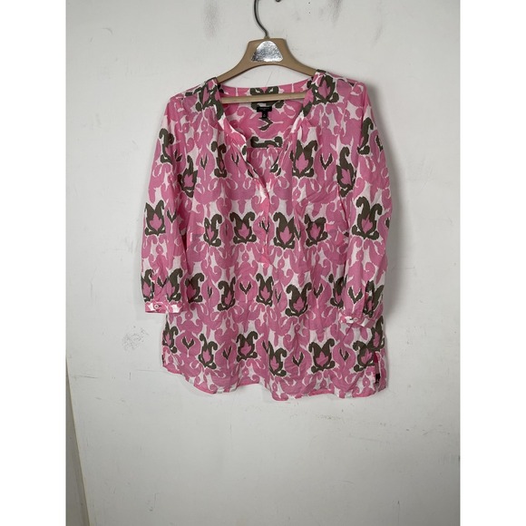 Talbots Womens Shirt 1X Pink Preppy Lightweight Beachy Coastal Old Money Travel - Picture 2 of 9